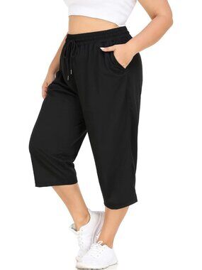 Plus Size Capri Pants for Women | Loose Fit Yoga Pants with Pockets | Activewear
